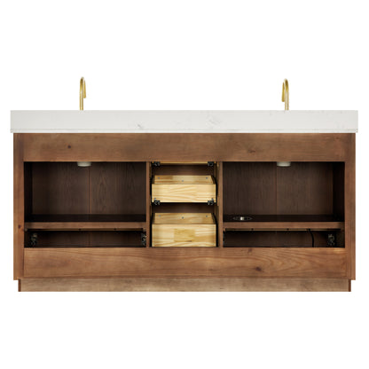 Oza 72" Free-standing Double Bath Vanity in Aged Dark Brown Oak