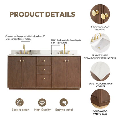 Oza 72" Free-standing Double Bath Vanity in Aged Dark Brown Oak