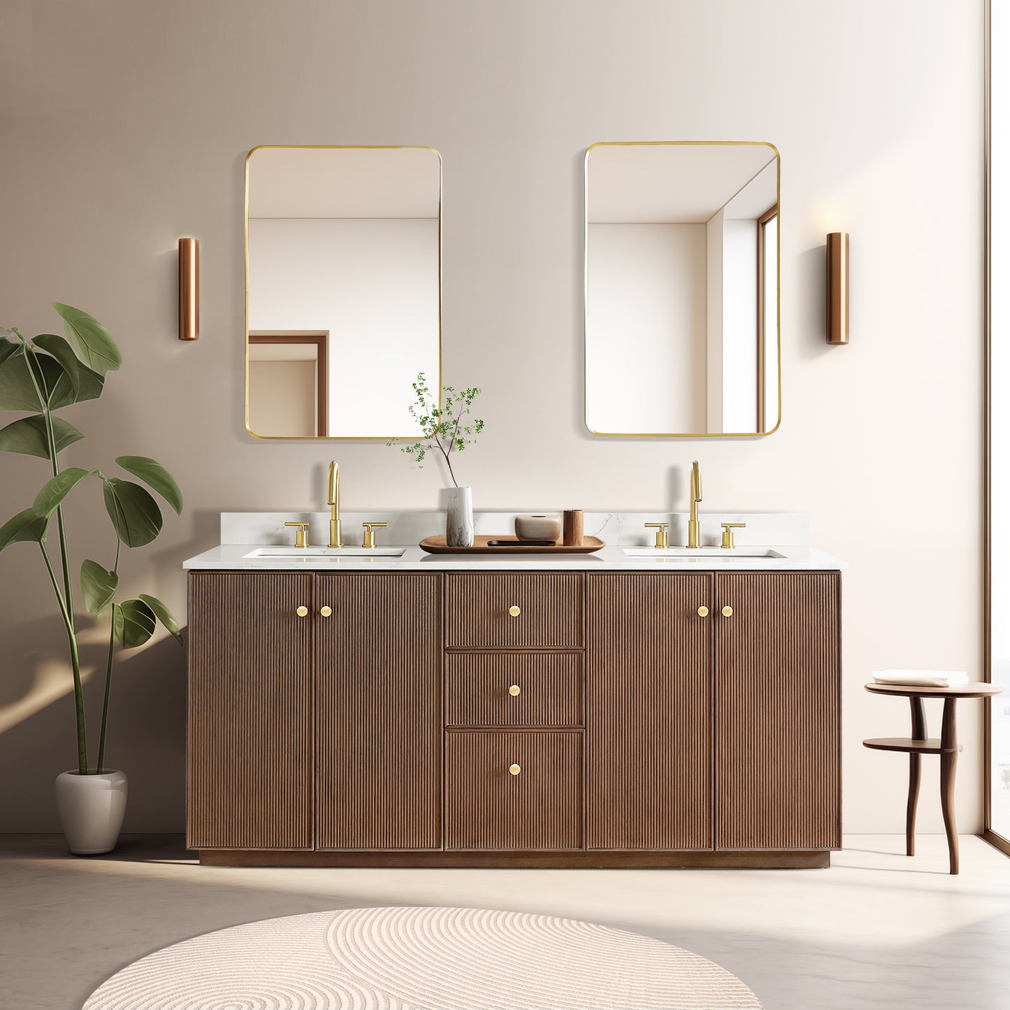 Oza 72" Free-standing Double Bath Vanity in Aged Dark Brown Oak