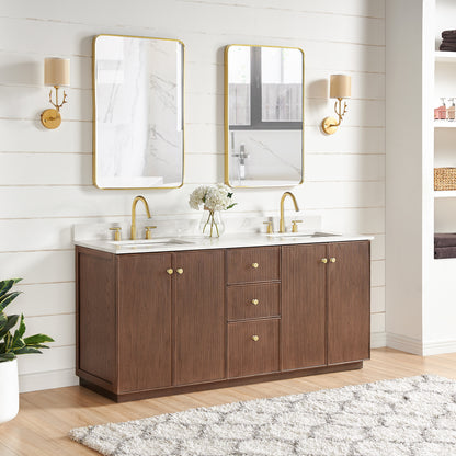 Oza 72" Free-standing Double Bath Vanity in Aged Dark Brown Oak