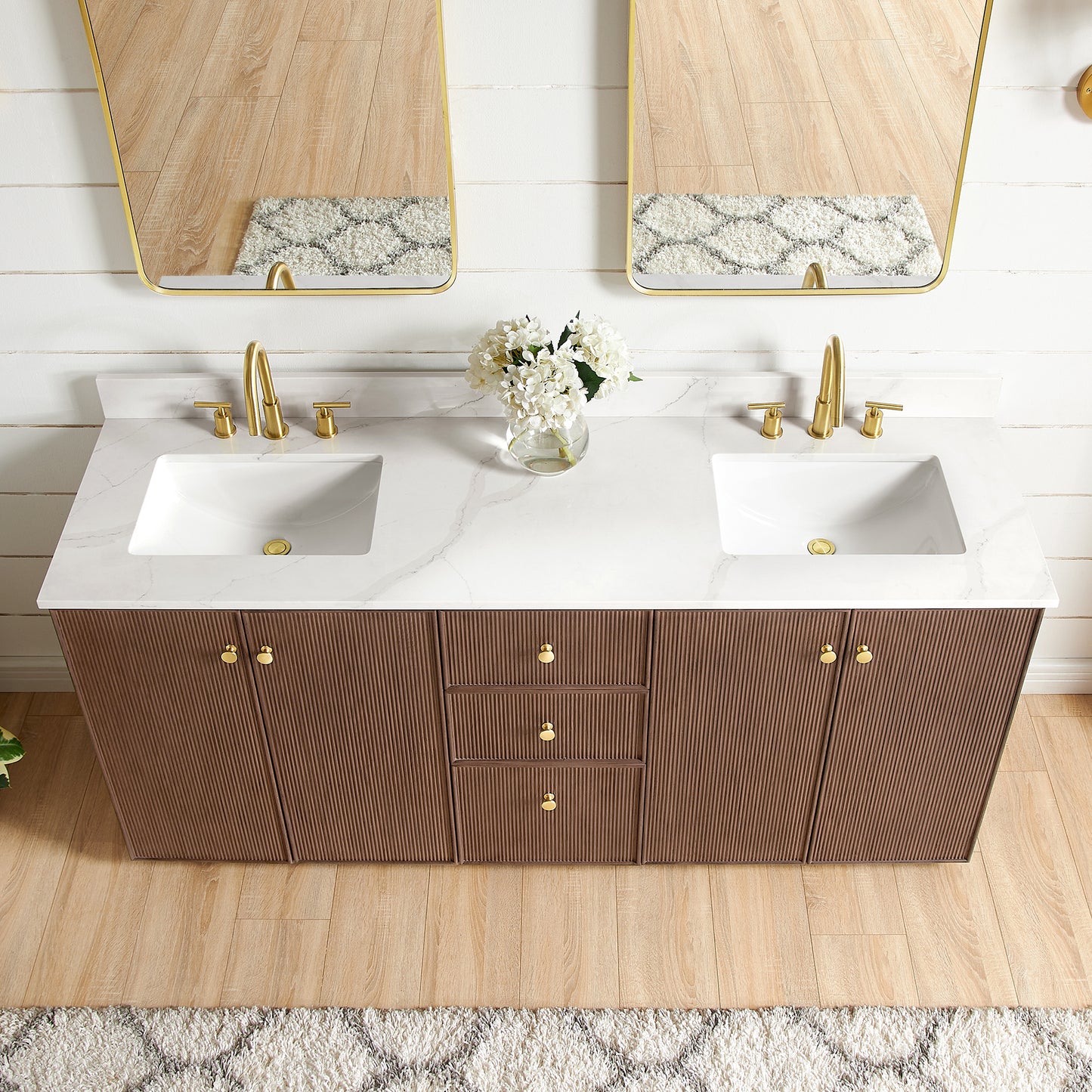 Oza 72" Free-standing Double Bath Vanity in Aged Dark Brown Oak