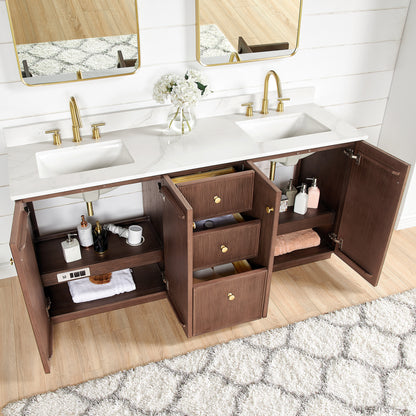 Oza 72" Free-standing Double Bath Vanity in Aged Dark Brown Oak