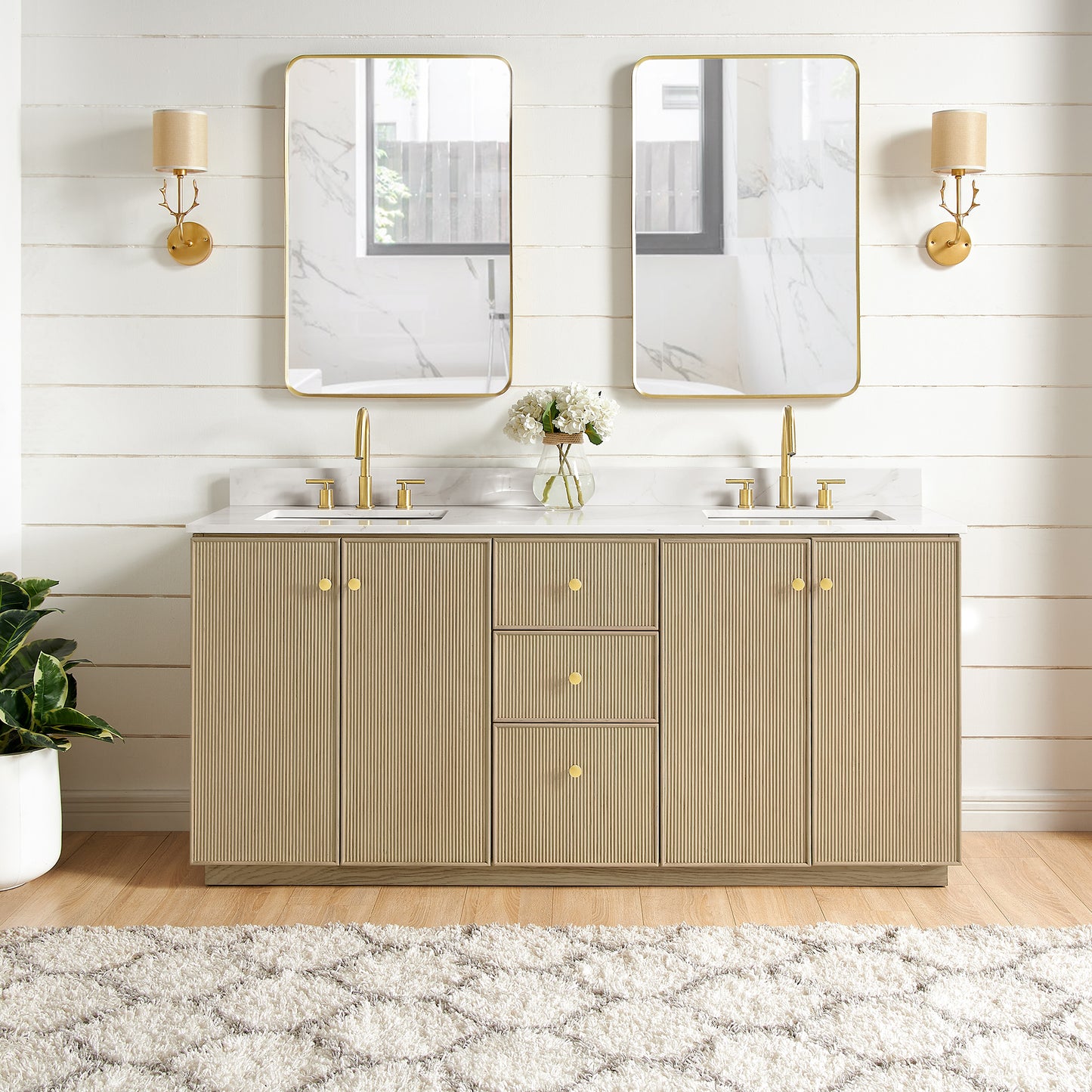 Oza 72" Free-standing Double Bath Vanity in Aged Natural Oak