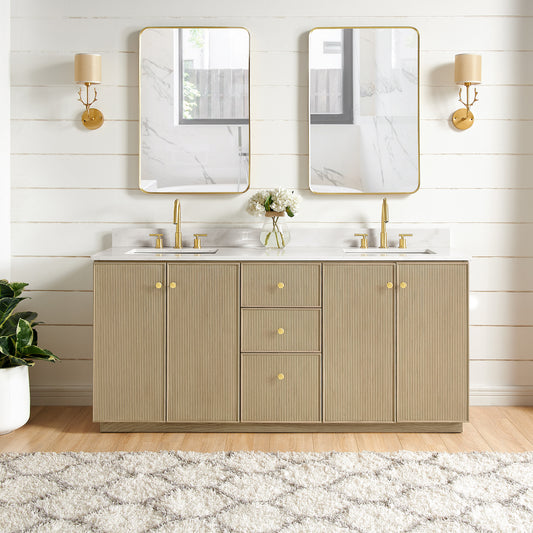 Oza 72" Free-standing Double Bath Vanity in Aged Natural Oak