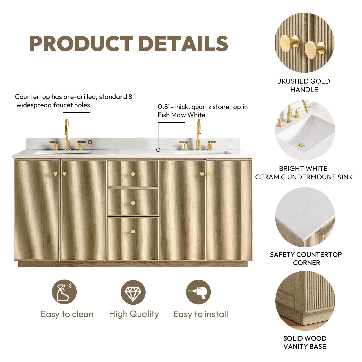 Oza 72" Free-standing Double Bath Vanity in Aged Natural Oak