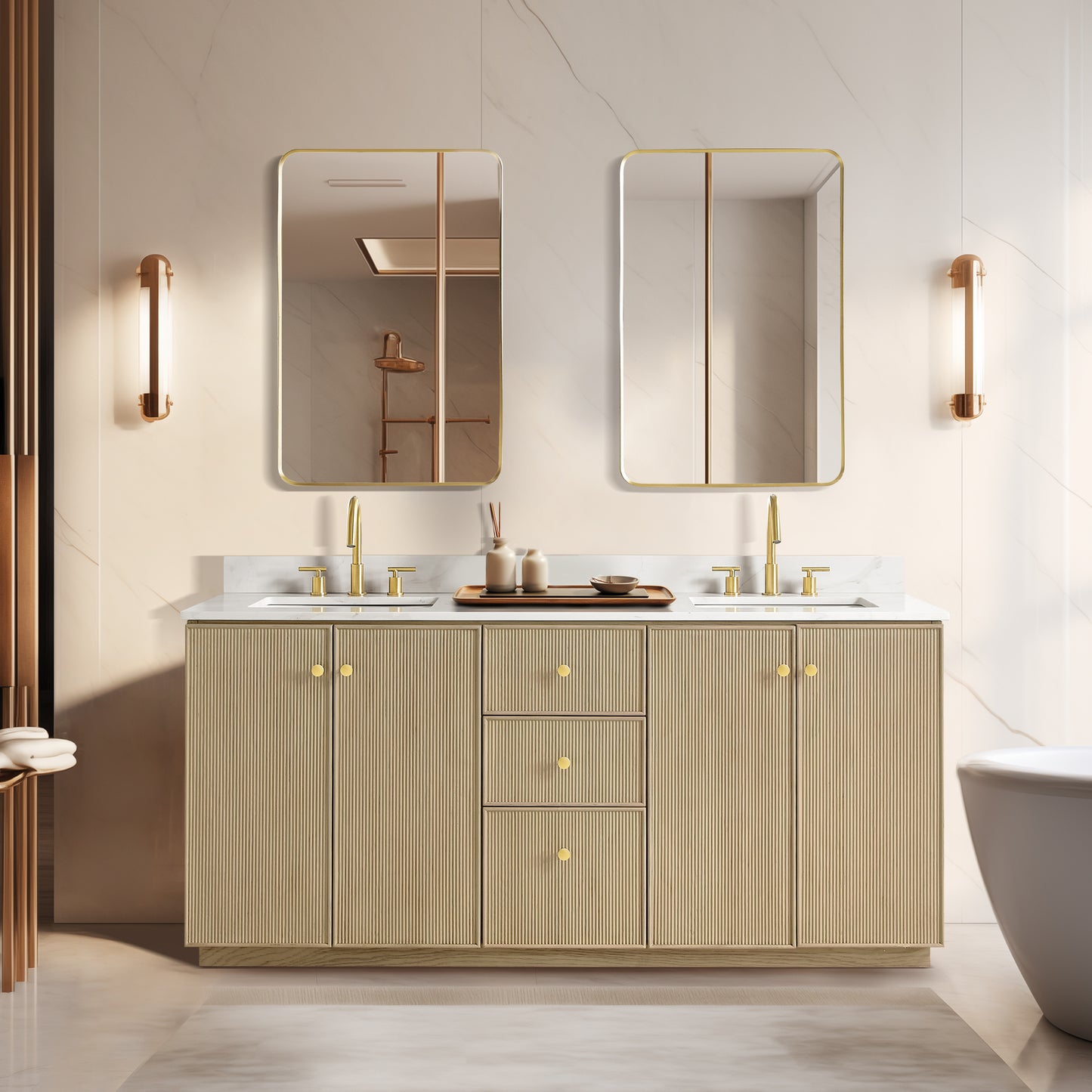 Oza 72" Free-standing Double Bath Vanity in Aged Natural Oak