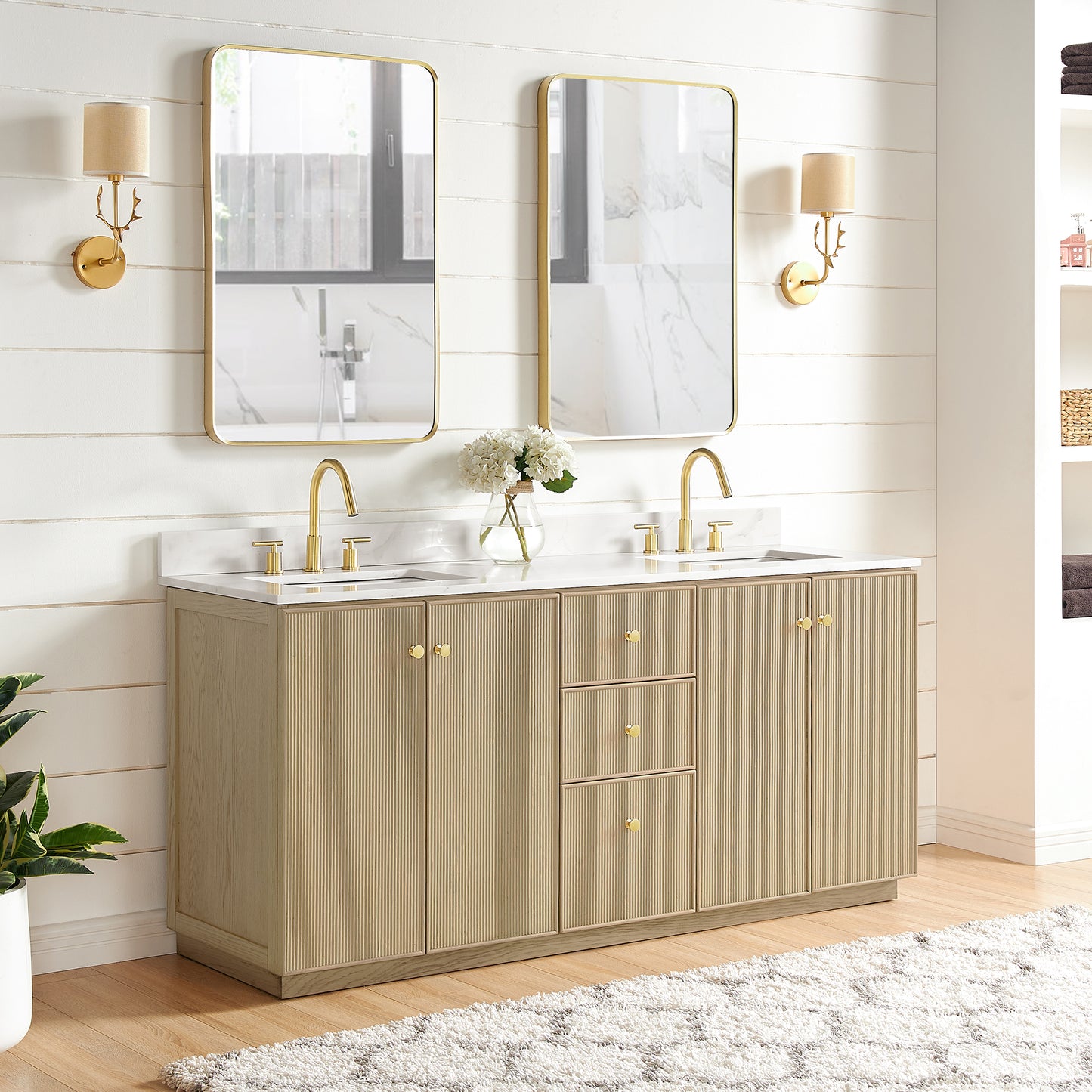 Oza 72" Free-standing Double Bath Vanity in Aged Natural Oak