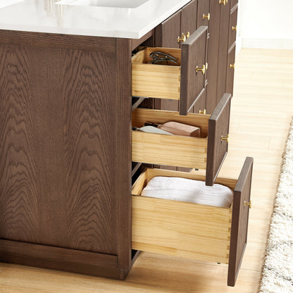 Oza 84" Free-standing Double Bath Vanity in Aged Dark Brown Oak