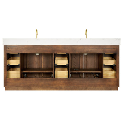 Oza 84" Free-standing Double Bath Vanity in Aged Dark Brown Oak