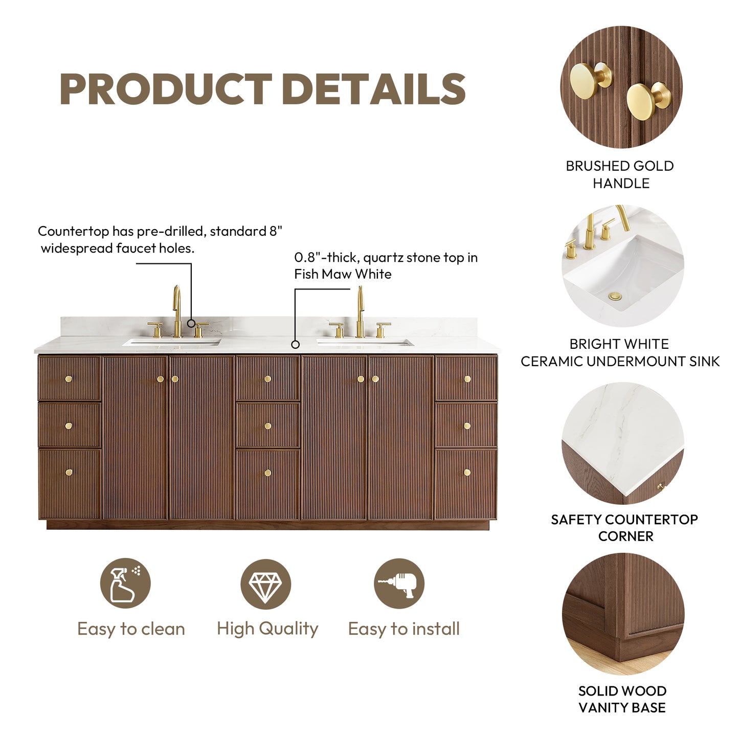 Oza 84" Free-standing Double Bath Vanity in Aged Dark Brown Oak