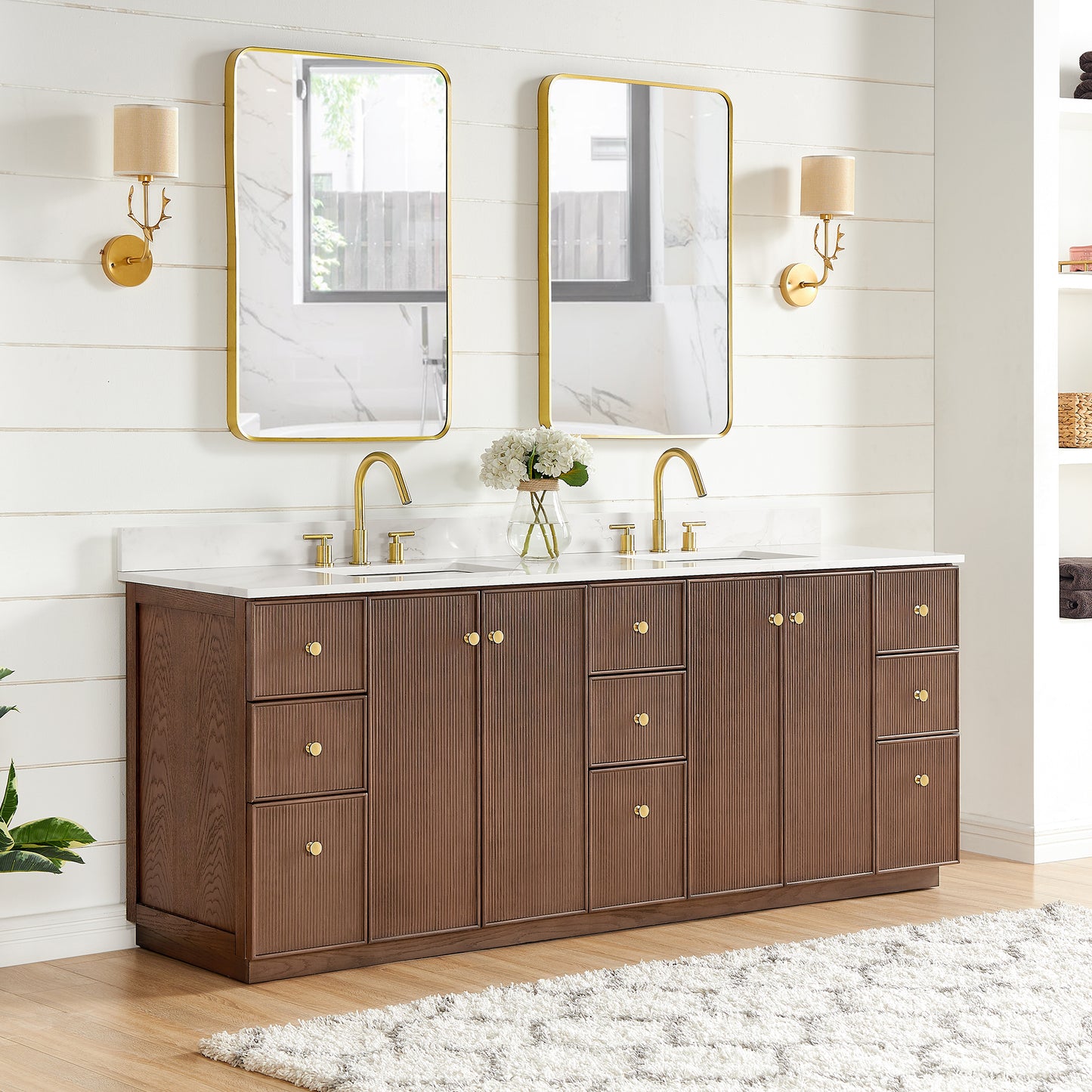 Oza 84" Free-standing Double Bath Vanity in Aged Dark Brown Oak