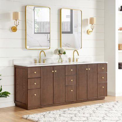 Oza 84" Free-standing Double Bath Vanity in Aged Dark Brown Oak