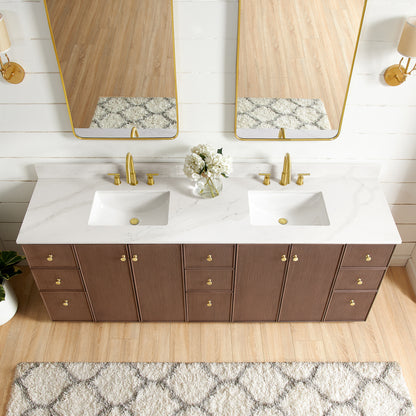 Oza 84" Free-standing Double Bath Vanity in Aged Dark Brown Oak