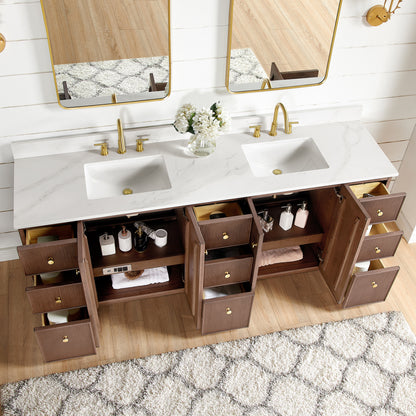 Oza 84" Free-standing Double Bath Vanity in Aged Dark Brown Oak