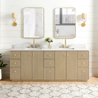 Oza 84" Free-standing Double Bath Vanity in Aged Natural Oak