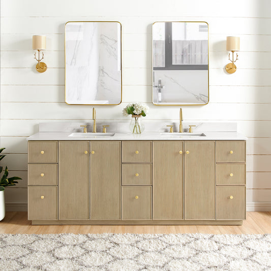 Oza 84" Free-standing Double Bath Vanity in Aged Natural Oak