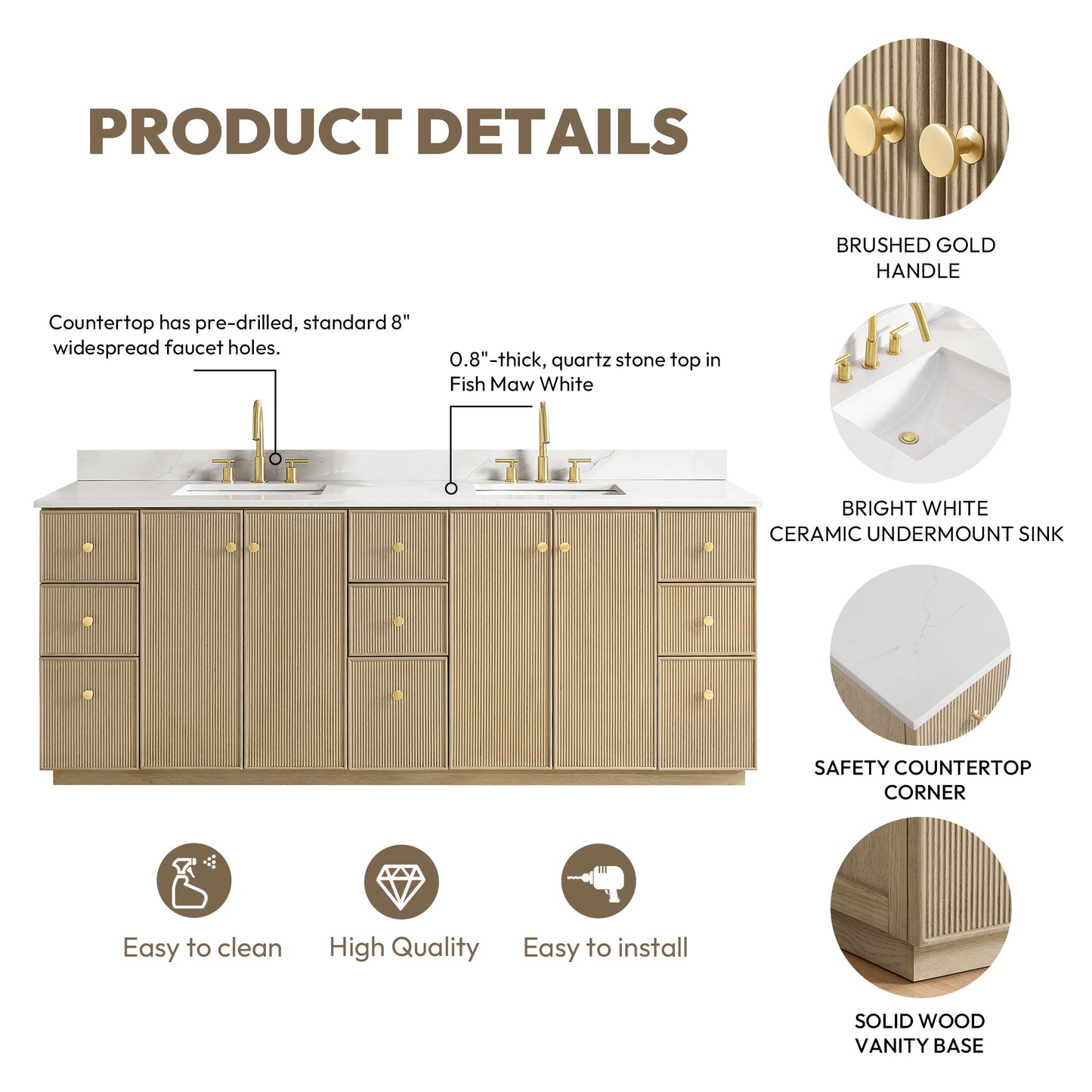 Oza 84" Free-standing Double Bath Vanity in Aged Natural Oak
