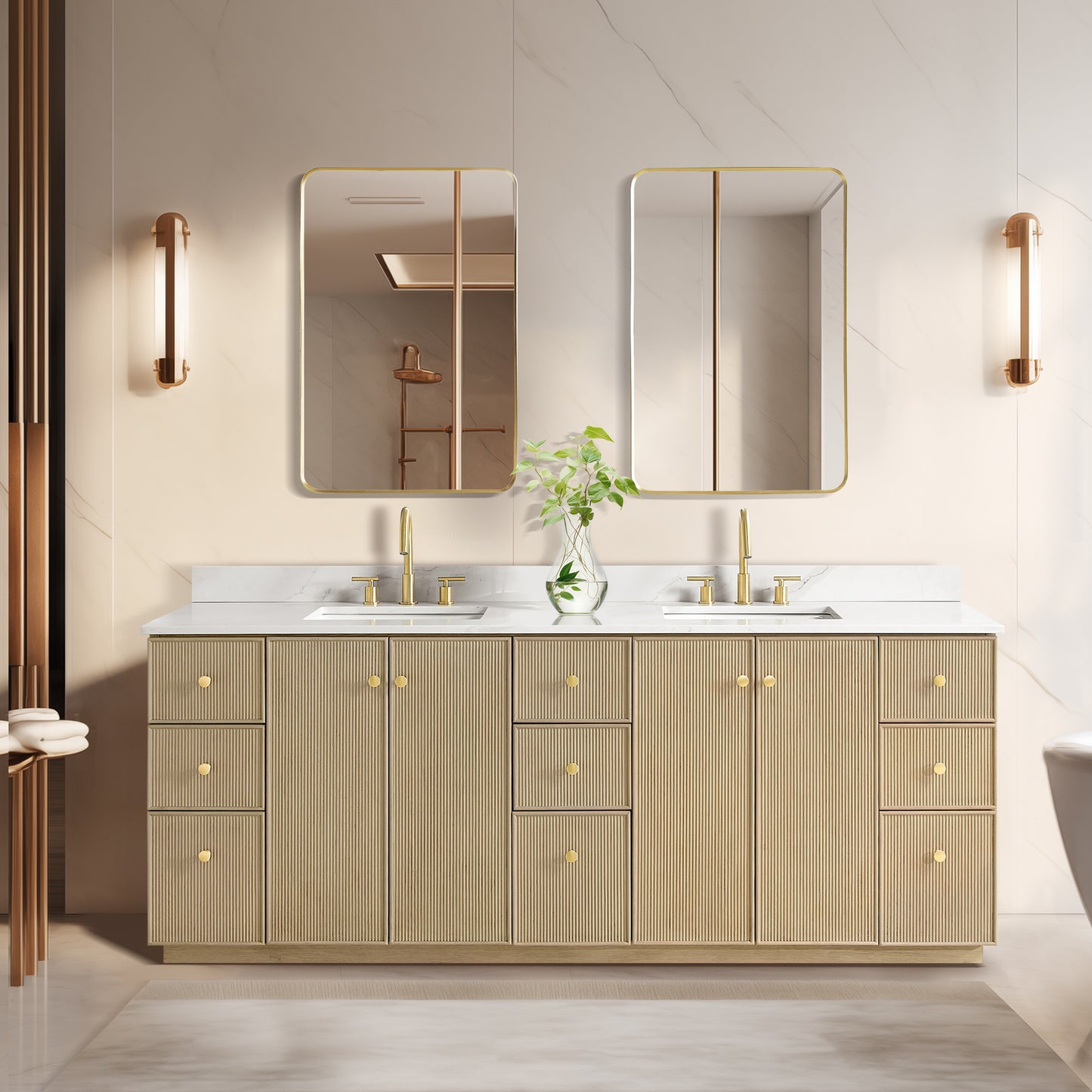 Oza 84" Free-standing Double Bath Vanity in Aged Natural Oak