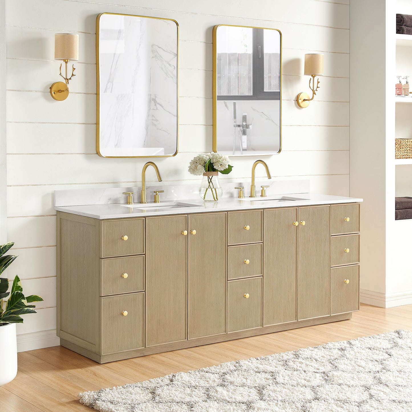Oza 84" Free-standing Double Bath Vanity in Aged Natural Oak