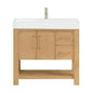 Vera 36" Free-standing Single Bath Vanity in Washed Ash Grey with White Integrated Stone Sink Top