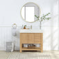 Vera 36" Free-standing Single Bath Vanity in Washed Ash Grey with White Integrated Stone Sink Top