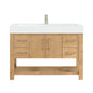Vera 48" Free-standing Single Bath Vanity in Washed Ash Grey with White Integrated Stone Sink Top