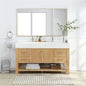 Vera 60" Free-standing Single Bath Vanity in Washed Ash Grey with White Integrated Stone Sink Top