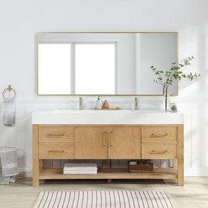 Open image in slideshow, Vera 72&quot; Free-standing Single Bath Vanity in Washed Ash Grey with White Integrated Stone Sink Top
