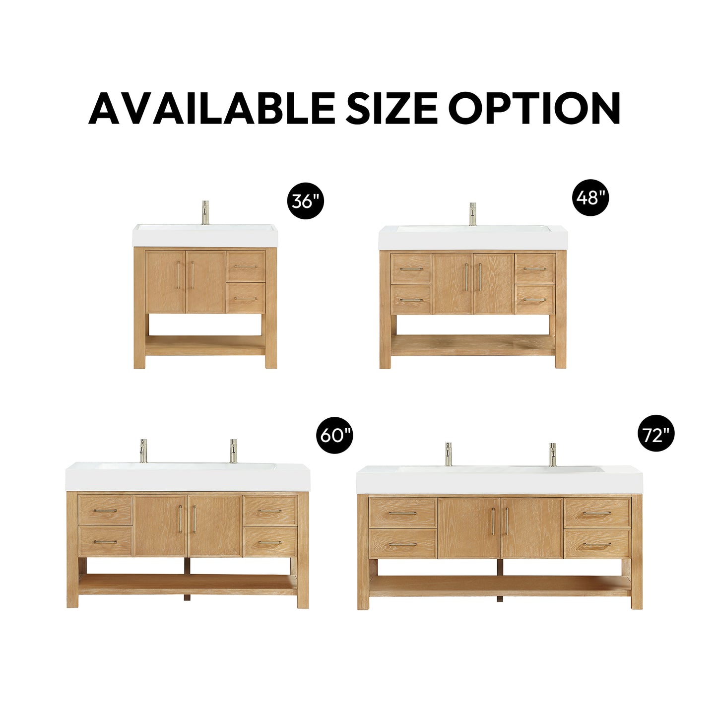 Vera 72" Free-standing Single Bath Vanity in Washed Ash Grey with White Integrated Stone Sink Top