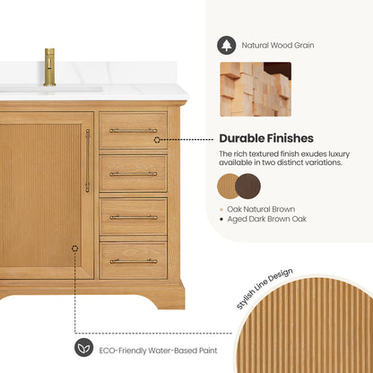 Tokyo 36" Single Bath Vanity in Oak Natural Brown