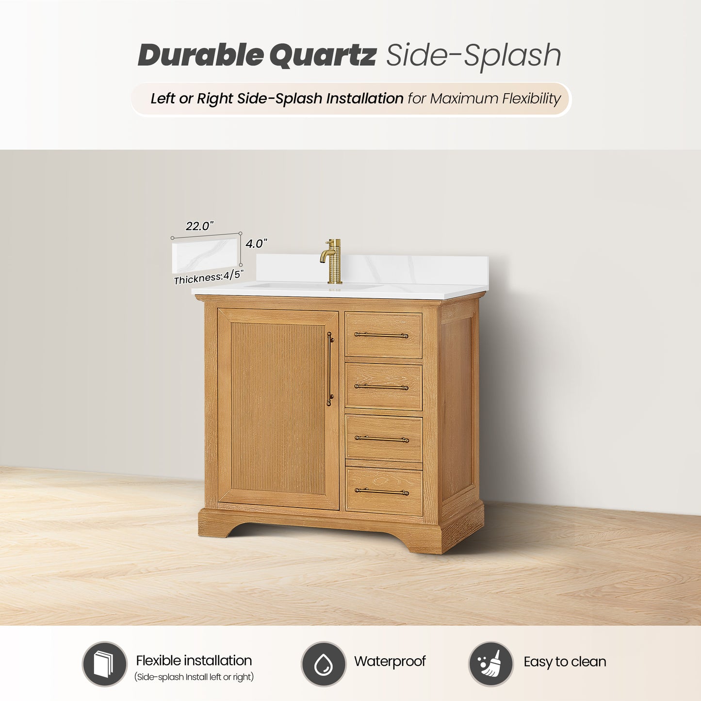Tokyo 36" Single Bath Vanity in Oak Natural Brown