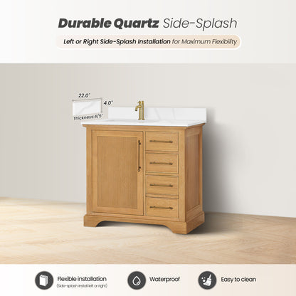 Tokyo 36" Single Bath Vanity in Oak Natural Brown