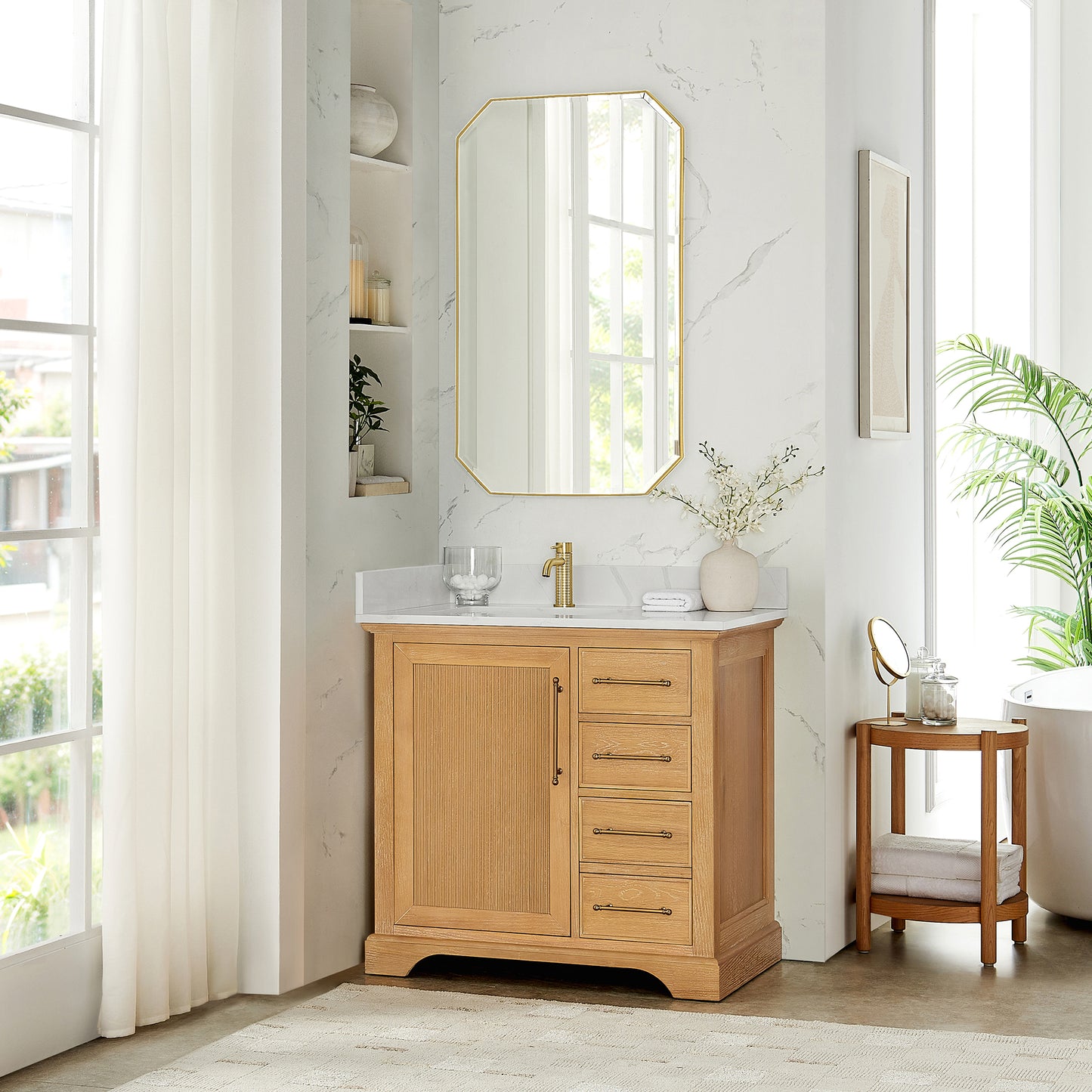 Tokyo 36" Single Bath Vanity in Oak Natural Brown