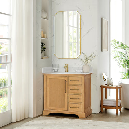 Tokyo 36" Single Bath Vanity in Oak Natural Brown