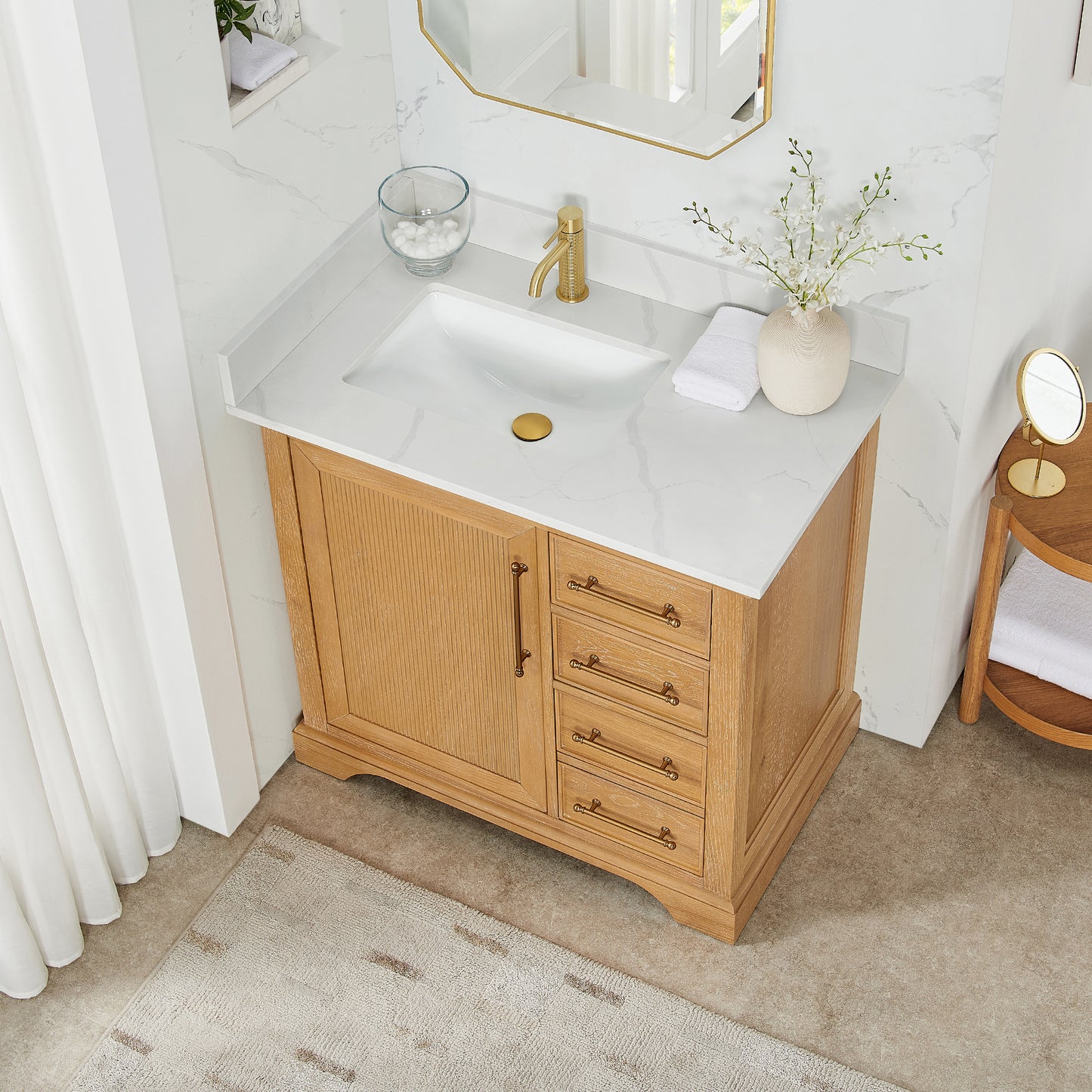 Tokyo 36" Single Bath Vanity in Oak Natural Brown
