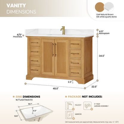 Tokyo 48" Single Bath Vanity in Oak Natural Brown