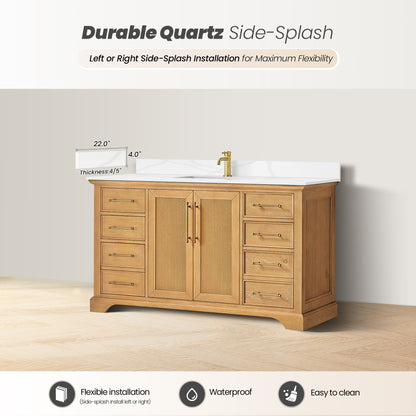 Tokyo 60" Single Bath Vanity in Oak Natural Brown
