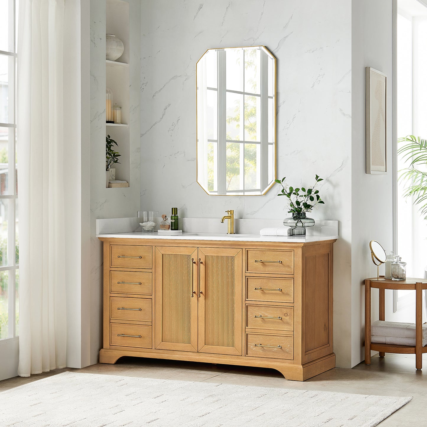 Tokyo 60" Single Bath Vanity in Oak Natural Brown