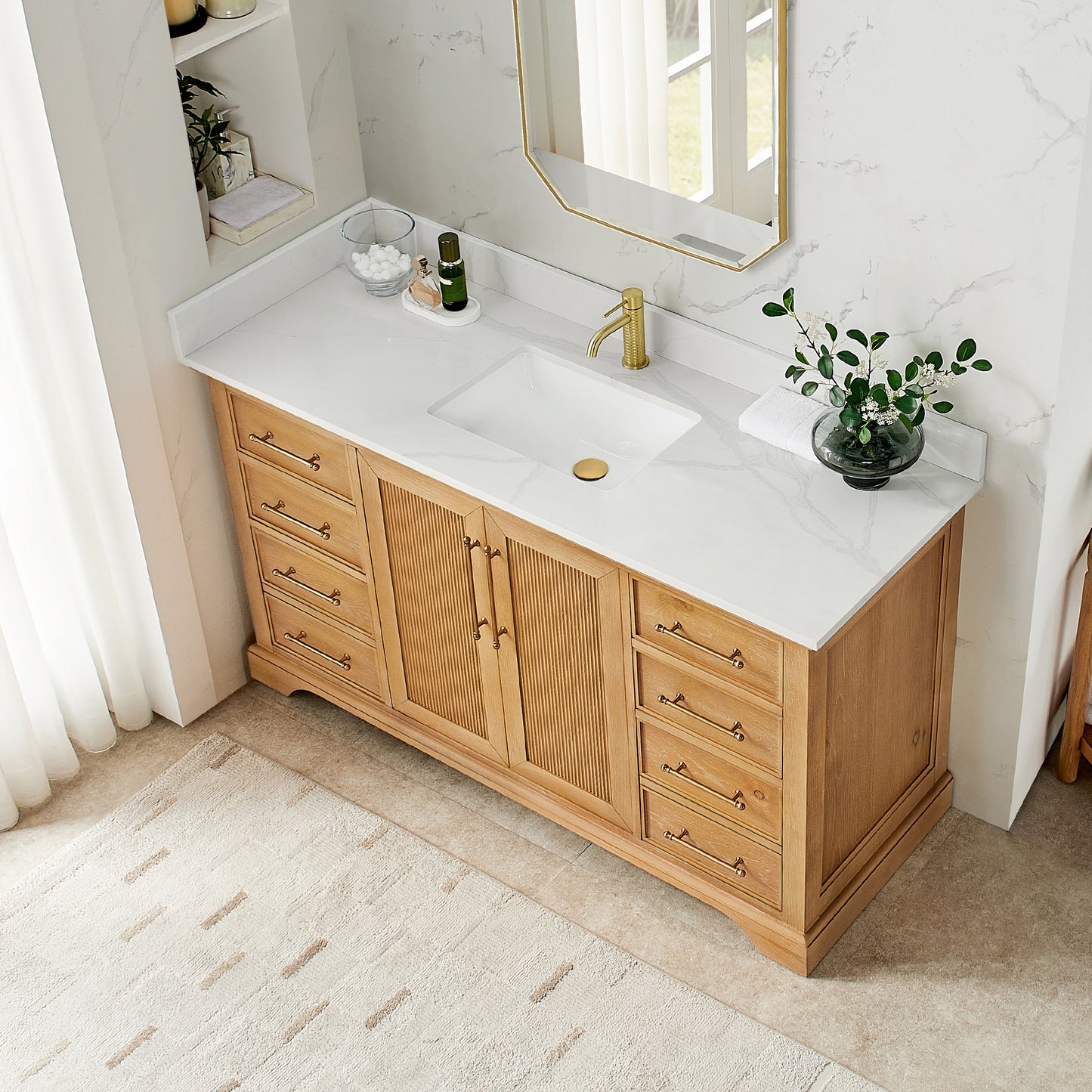 Tokyo 60" Single Bath Vanity in Oak Natural Brown