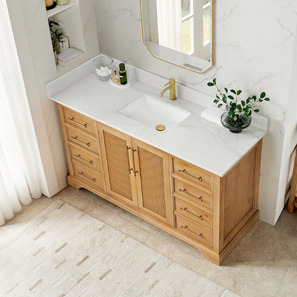 Tokyo 60" Single Bath Vanity in Oak Natural Brown