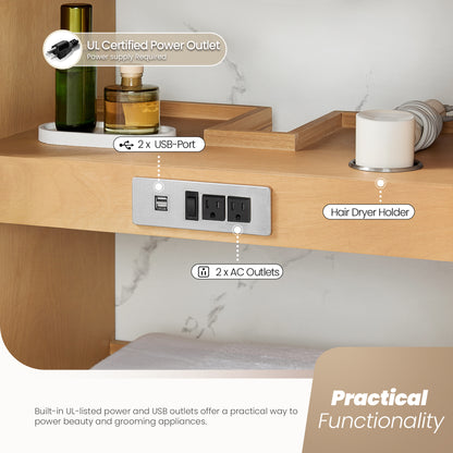 Tokyo 60" Double Bath Vanity in Oak Natural Brown