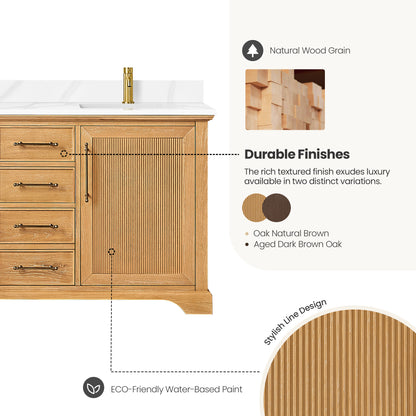 Tokyo 60" Double Bath Vanity in Oak Natural Brown