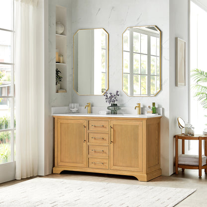 Tokyo 60" Double Bath Vanity in Oak Natural Brown