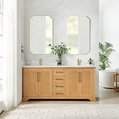 Tokyo 72"Double Bath Vanity in Oak Natural Brown