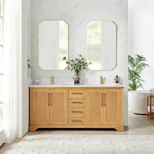 Tokyo 72"Double Bath Vanity in Oak Natural Brown