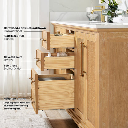 Tokyo 72"Double Bath Vanity in Oak Natural Brown