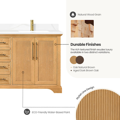 Tokyo 72"Double Bath Vanity in Oak Natural Brown