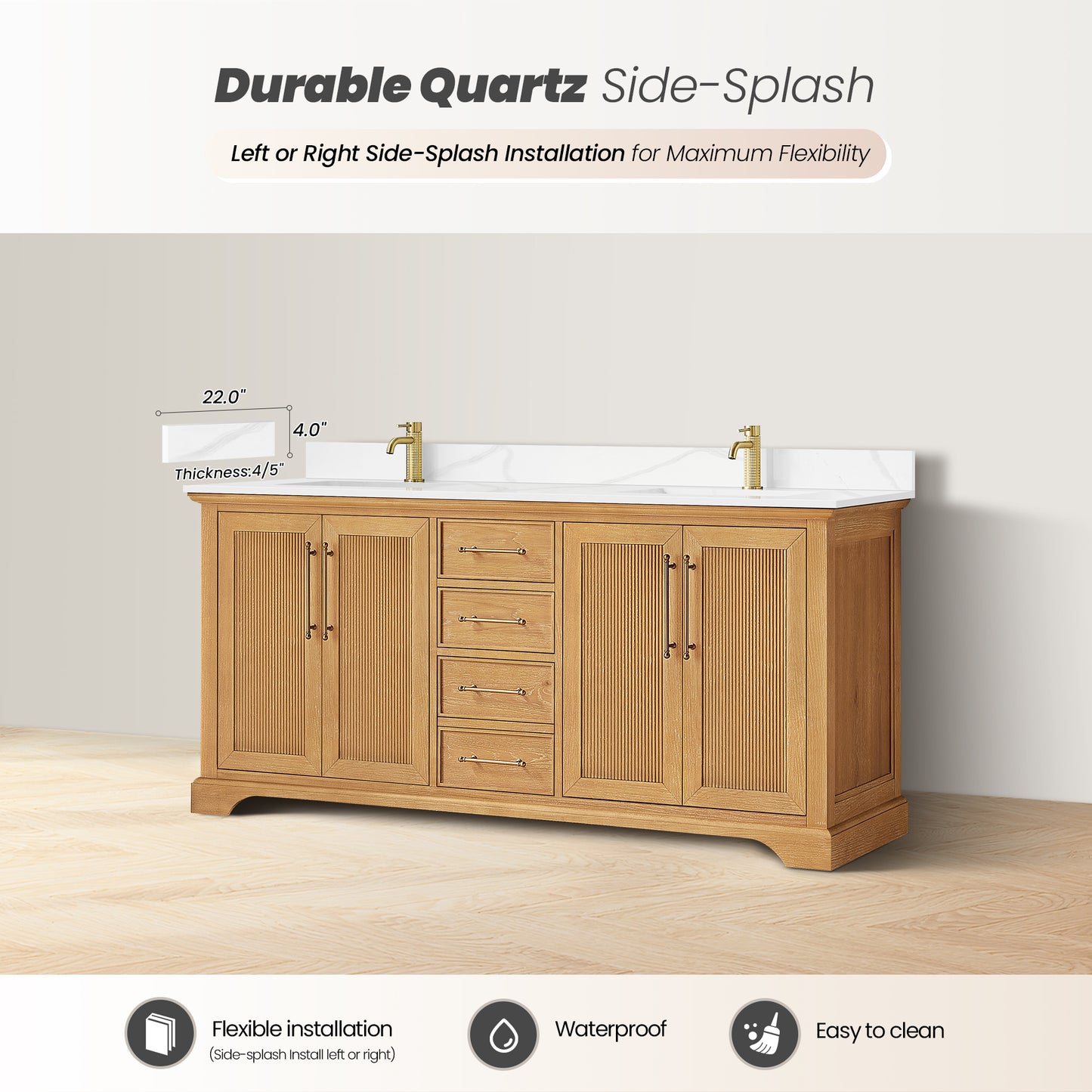 Tokyo 72"Double Bath Vanity in Oak Natural Brown