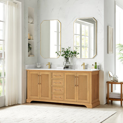 Tokyo 72"Double Bath Vanity in Oak Natural Brown