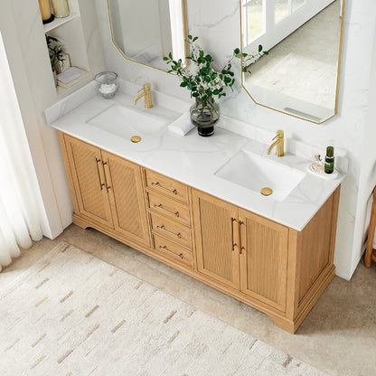 Tokyo 72"Double Bath Vanity in Oak Natural Brown